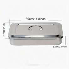 Thickened Stainless Steel Disinfection Tray With Lid, Multi-Functional Professional Equipment Storage Box, Suitable For Hairdressing Tools, Nail Art Tools, Makeup Tools And Tattoo Tools - Silver - View 3
