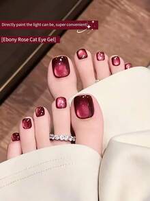 SHANGFEIYA 10ml Ebony Red Magnetic Cat Eye Gel Polish 5‑In‑1 Multi‑Function Gel Tanpa Primer Tanpa Top Coat Cat Eye Nail Gel Gift Set Dengan Magnet Untuk DIY 1pc/4PCS - MultiWarna - View 3