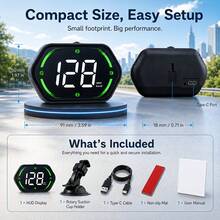 YNF Car GPS HUD Speedometer, GPS Beidou Digital Speedometer, Speedometer Real-Time 10Hz, Dengan Sensor Cahaya Otomatis, Kompas, Plug and Play Type-C, Braket Hisap yang Dapat Diatur, Cocok Untuk Mobil SUV Truk, + Plat Nomor - G22 - View 10