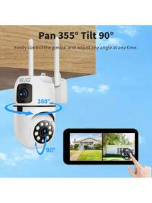 WJG 1/2 chiếc camera an ninh 3MP ống kính kép, camera Wifi 3MP cho gia đình, hỗ trợ đàm thoại 2 chiều, phát hiện ban đêm và chuyển động, giám sát toàn nhà 360° - trắng - Xem 7