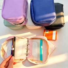 1 Set Portable Loose-Leaf Binder Storage Pocket, Waterproof Pill Bag, Travel Compartment Organizer, Silicone Makeup Storage Bag, Anti-Drop Storage Folder, Jewelry Organizer With Memo Classification - Set - View 7