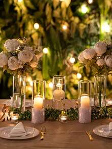 24/6/4/3pcs Glass Cylinder Vase Set, Clear Vase, Hurricane Floating Candle Holder, Suitable For Table Centerpiece Decoration, Wedding Home Decor, Rama Decorative Gift, Birthday Graduation Ceremony, Room Decoration, Cylinder Vase For Making Centerpiece, Glass Streamlined Vase, Hurricane Floating Candle Holder Vase For Tabletop Decor, Party Occasions, - A - View 7