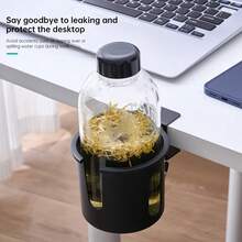 1pc Multifunctional Desk Side Clip Cup Holder With Hook, Desktop Hanging Beverage Storage, Practical Office Accessory, Storage For Water Cups And Small Items - Cup Holder - View 8