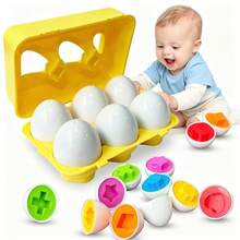 Matching Eggs Toddler Montessori Toy, 12 Pcs Shape & Color Recognition Puzzle Egg Set, Fine Motor Skill Learning Gift With Egg Carton Storage Box - Multicolor - View 1