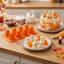 1/2/3 cái khuôn silicon 8 ngăn hình ma 3D, khuôn nướng bánh Halloween làm bánh, socola, kẹo, pudding - Nhiều màu - Xem 11