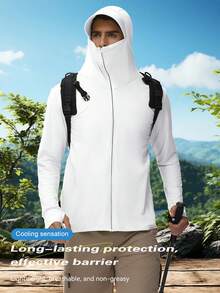 Men's UPF 50+ Sun Protection Hoodie Shirt Long Sleeve Rash Guard Fishing SPF Outdoor UV Shirt Lightweight - White - View 3