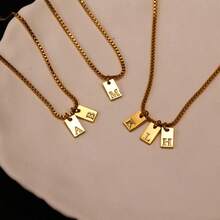 1pc Customized Personalized Initial Pendant Necklace, Initial Pendant Necklace, Engraved Necklace, Family Initial Pendant Necklace, Customized Bar Pendant Necklace, Christmas Gift, Gift For Her, Customized Family Birthstone - Gold - View 4