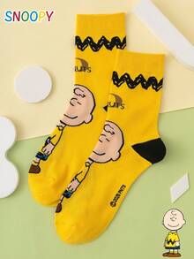 1 Pair SNOOPY Series Authentic Puppy Striped Pattern Fun Personalized Cartoon Men's Mid-Calf Socks - Multicolor - View 3
