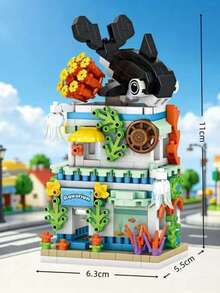 Creative Colorful Street Scene Small Particle Building Blocks Set, Cute Cartoon Commercial Street Shop Design, Rich Colors, Smooth Particles Without Burrs. Can Be Freely Assembled And Built, Exercising Children's Hands-On Ability And Spatial Thinking, Fun Educational Stress Relief. Home Decor, Parent-Child Interactive Toy, Ideal Gift For Birthdays And Holidays. - Multicolor - View 10