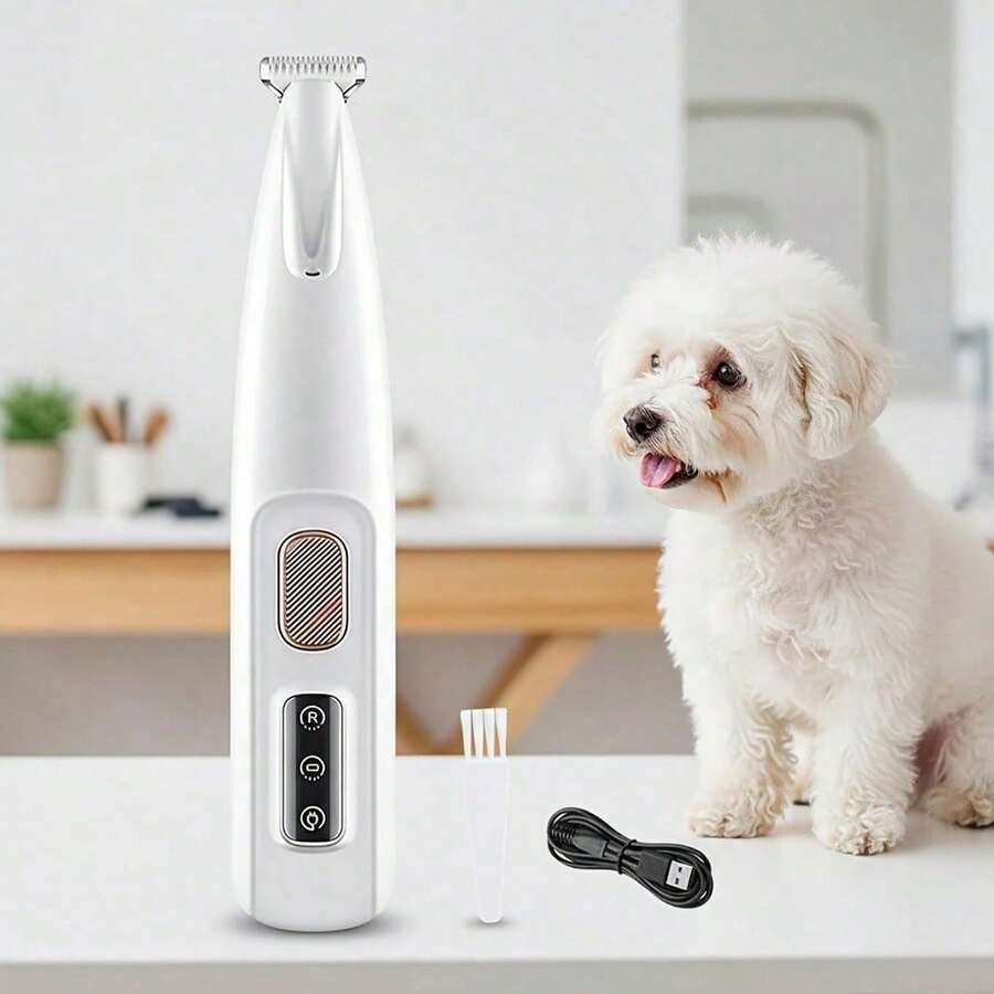 寵物美容電動剪毛器,低噪音 USB 充電式狗用指甲修剪器附 LED 燈,多功能寵物美容剪刀,適用指甲、眼睛、耳朵、臉部與屁股 - 彩色 - 查看 1