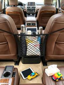 1pc Car Seat Gap Storage Net, Multi-Layer Elastic Mesh Pocket, Made Of High Elasticity Nylon Webbing, Suitable For Between Car Seats, Can Store Miscellaneous Items And Act As A Barrier To Prevent Children In The Back Seat From Reaching Forward - A - View 2