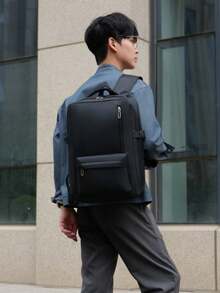 Men's Business Backpack, Oxford Cloth Laptop Bag, 15.6 Inch Laptop Bag, Large Capacity Travel Backpack, Minimalist Commuter, Anti-Theft, TSA Friendly - Black - View 5