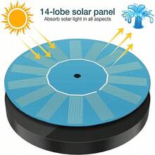Bomba de fuente solar con 6 boquillas, fuente de baño para pájaros solar, bomba de agua flotante, adecuada para estanques (funciona bajo la luz solar) - Negro - Ver 4