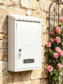 Thickened Metal Mailbox, Waterproof And Rust‑Proof For Outdoor Use, Wall‑Mounted For Easy Installation, Stores Letters And Newspapers, Available In Black And White To Match Courtyard Home Decor - A - View 5