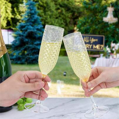 3pcs/6pcs Clear Champagne Flutes, 5.5oz Shatterproof Toasting Glasses, Reusable Sturdy Stem Mimosa Cups, Suitable For Weddings, Parties And Catering Services
