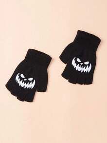 1/10 Pairs Pumpkin Print Fingerless Gloves, Suitable For All Seasons, Perfect For Halloween Parties - Multicolor - View 8