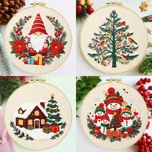 Christmas Cartoon Theme Embroidery Kit, 1 Pack Cross Stitch Kits,DIY Embroidery Starter Kit For Adults & Beginners, DIY Needlepoint Kit With Embroidery Hoop Thread Needle For Craft Lover Birthday Christmas Gifts ,20*20cm/7.9*7.9in - Christmas Theme - View 2