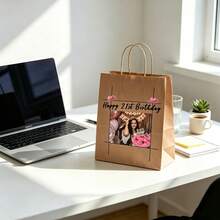 Customized Gift Bags, 18th Birthday Gift Bags, Made Of Thick Kraft Paper, Can Print Photos And Text, Suitable For Shopping, Christmas, Party, Wedding, School Events, Thanksgiving, Birthday And Other Occasions. - Camel - View 3