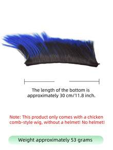 Punk Style Helmet Wig Only, No Helmet, Two‑Tone Spliced Synthetic Hair Decoration, Multi‑Colors, Cool Spiky Hairpiece For Motorcycle Helmet, Halloween, Party & Cosplay. - Multicolor - View 3
