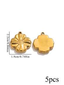 5pcs Stainless Steel 18K Gold-Plated Charms: Fashionable Heart-Shaped Flower Pendant Necklace And Earrings-DIY Jewelry Making Bag Charms Trinkets - Pendants - View 14