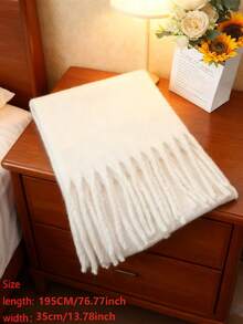 1pc Premium Soft Unisex Scarf, New Autumn/Winter Thickened Korean Mohair Scarf - Multicolor - View 7