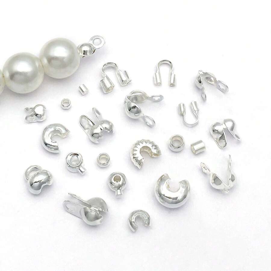 20pcs 18K Silvery Plated Crimp Beads Wire Guardians Clamshell Bead Tips Knot Covers End Caps For DIY Bracelet Necklace Jewelry Making Findings