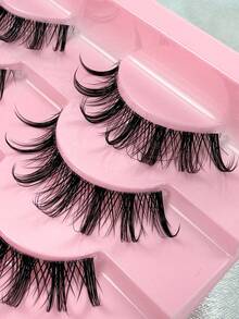 10 Pairs False Eyelashes Clear Band Slim Artificial Mink Eyelashes Fluffy Thick Russian Strip Lashes 3D Fake Eyelashes Curling Strip Lashes Natural Pointed Russian Eyelashes Crossed Cat Eye Lashes For Parties Daily And Various Occasions Makeup - View 6