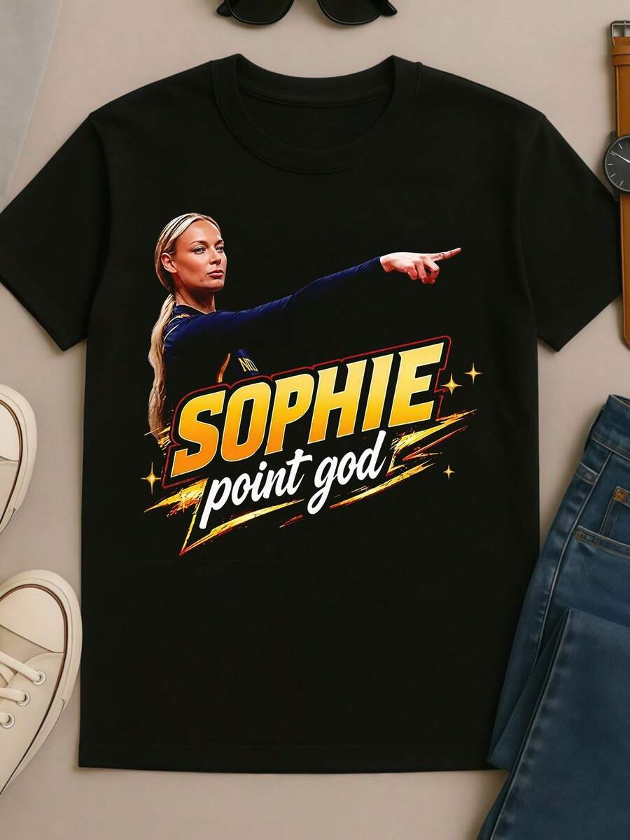 Sophie_Point_God_Volleyball_Star_Vintage_Graphic_Tee - 黑色 - 查看 1