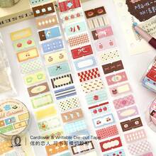 Jilu Xin's Lovers Afternoon Tea Movement Series Writable Tape, Minimalist Salt-Style Plaid Planner Background Sticker - A - View 1