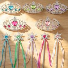 5 Sets Princess Crown And Snowflake Magic Wand Set, Heart-Shaped Rhinestone And Fairy Wand Combination, Dress-Up Accessories Set - Multicolor - View 8