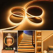 5V Battery Box Connected COB LED Strip, 1USB COB High Density LED Strip - 3 Colors Optional, Dimmable Flexible, Suitable For Under Cabinet, Bedroom, Mirror, Kitchen And Backlight Lighting (Battery Not Included) - Multicolor - View 7