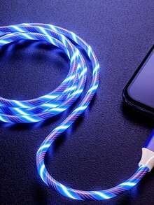 LED發光Type-C快充數據線、Type-C充電數據線、USB-A轉Type-C充電數據線，以及3合1 USB-A轉Type-C/Lightning/Micro充電線，1m/3.28ft/39.37in與1.2m/3.9ft/47.24in，USB-A轉Type-C，相容於華為/Android手機，通用旅行/居家/辦公/車用數據線 - 彩色 - 查看 8