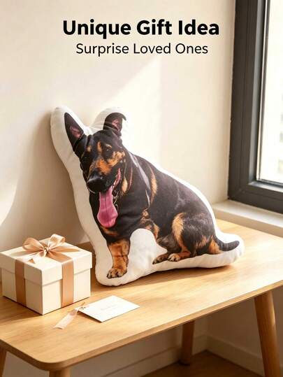 1pc DIY Customized Personalized Photo Pillow Cushion, Sofa Bedroom Home Decor, Holiday Couple Parent-Child Pet Memorial, Father's Day Mother's Day Halloween Valentine's Day Thanksgiving Easter April Fool's Day, Unique Fun Children's Toy Gift, Customized Keepsake
