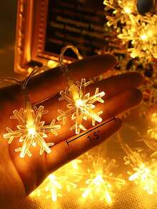 LED Snowflake Christmas String Lights USB Powered 8 Lighting Modes Warm White Fairy Lights Transparent Snowflake Shaped Lights Indoor Holiday Decoration Suitable For Christmas Tree Fireplace Bedroom Window Christmas New Year Party Decor - White-snowflake - View 8
