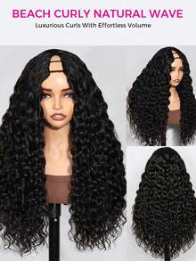 Tinashe باروكة شعر بشري طبيعي مموج مجعد بفتحة V بمظهر فروة رأس وكثافة 200% بدون ترك شعر طبيعي برازيلي بلون طبيعي للنساء بدون غراء مع مشابك Clip & Go - SNatural - مشاهدة 8