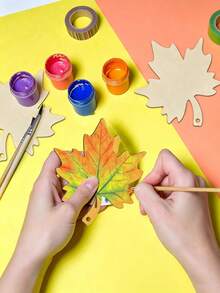 24pcs Wooden Maple Leaf Decorations, Unfinished DIY Wooden Crafts For Painting, Hollow Blank Hanging Ornaments, Thanksgiving And Harvest Festival Supplies, Autumn Party Ceiling Fireplace Home Decor Hanging Accessories - A - View 4