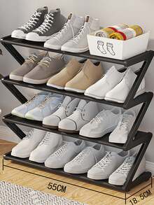Z-Shaped Plastic Shoe Rack, Floor-Standing Multi-Functional Large Capacity Storage Rack, Easy Assembly, Space-Saving Essential For Home And Dorm, Suitable For Living Room And Bedroom - Multicolor - View 14