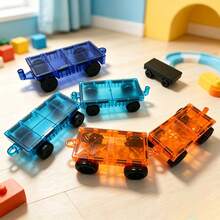 Children's Magnetic Car Refill Pack, 2pcs Magnetic Building Blocks Expansion Toy With Multiple Sizes, Educational Sensory Learning Assembly, Creative Game To Enhance Learning And Imagination, Suitable As Birthday Or Halloween Gift, Random Color, Random Style - Multicolor - View 2