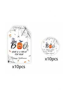 20pcs Halloween Gift Decoration Tag Card Set, Bat, Witch, Spider Pattern Decorative Tag Cards, Halloween Party Gift Tag Pendants, Gift Packaging Decoration Cards, Halloween Gift Wrapping Supplies, Suitable For Halloween Party Gift Packaging, Holiday Decorations - Multicolor - View 12