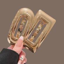 1pc Simple Retro Half-Updo Solid Color Geometric Alloy Spring Clip - Multicolor - View 7