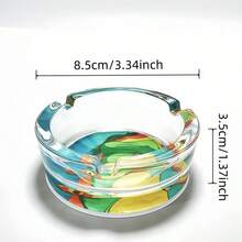 Happy Girl Pattern Glass Ashtray, Fashionable Home Decor Ornament, 3.34 Inch Round Ashtray, Gift For Friends - Happy Girl - View 3