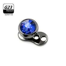 1PC ASTM F136 Titanium Crystal Dermal Anchor Tops 5mm Zirconia 14G Surface Piercing Skin Base Piercing Jewelry - Multicolor - View 16