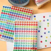 1500pcs/10sheets Holographic Smiling Face & Star Doodle Stickers, 15 Colors, Shiny Glitter, Rich Expressions, Funny & Colorful, Perfect For Teacher Classroom Rewards, Planner DIY, Stationery Box, Water Bottle Decoration, Party Events, Behavior Chart - Multicolor - View 5