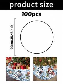 1/100件裝聖誕主題聖誕樹裙，藍色聖誕雪人主題，圓形底座，直徑60/90CM可選；適用於冬季派對與居家節日裝飾，理想的聖誕樹裝飾 - 彩色 - 查看 12