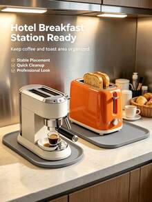 Alfombrilla de silicona para máquina de café, almohadilla antideslizante para mostrador de exprimidor, bandeja para máquina de café con bordes altos, protector de superficie para electrodomésticos de cocina, protege eficazmente el mostrador de arañazos, protector de encimera de cocina no eléctrico - Color sólido - Ver 18