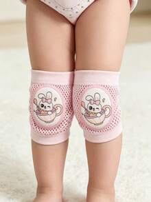 2pcs/Set One Size Baby Toddler Cartoon Elbow & Knee Pads 2-In-1 Protective Covers, Creative Cute Rabbit Print Series, Multi-Color Options, Dual-Use Knee Pads For Crawling, Playing, Walking Practice, Suitable For All Seasons - Pink - View 2