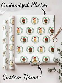 Custom Pet Photo Wrapping Paper, Personalized Dog Christmas Wrapping Paper, Cat Gift Wrapping Paper, Pet Gift Wrapping Paper, Birthday Wrapping Paper, Custom Christmas Wrapping Paper With Photo, 58"X23" Christmas Gift Wrapping Roll, Personalized Face Christmas Wrapping Paper - Multicolor - View 3