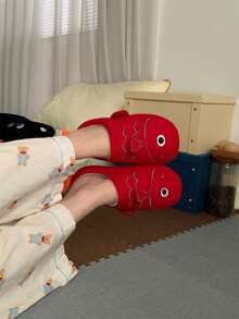 XIXITIAO Cute Carp Novelty Home Slippers, Lightweight Cozy Warm Closed‑Toe Indoor House Slippers For Winter - Red - View 12