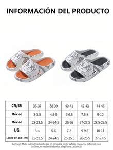 Chanclas para hombre con diseños de caricaturas, transpirables para uso doméstico y exterior. Suela gruesa amortiguante, plantilla de masaje bicolor, suave material EVA. Modelo para parejas - Naranja - Ver 11