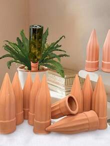 1/3/6pcs Classic Striped Terracotta Plant Watering Spikes, Automatic Watering Pointed Tips And Watering Stakes, Slow Release Watering Device, Suitable For Watering Plants During Vacation, Applicable For Indoor And Outdoor Plants - Multicolor - View 5